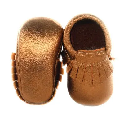 16color New Shine Pink Genuine Leather Baby moccasins First Walkers Soft Rose gold Baby girl shoes infant Fringe Shoes 0-30month