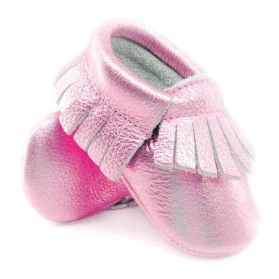 16color New Shine Pink Genuine Leather Baby moccasins First Walkers Soft Rose gold Baby girl shoes infant Fringe Shoes 0-30month