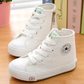 2015 spring and autumn child canvas shoes white high sneakers shoes sport shoes male shoes girls