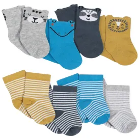 8-Pack Baby Boys' Wild Animals Wiggle-Proof® Jersey Crew Socks