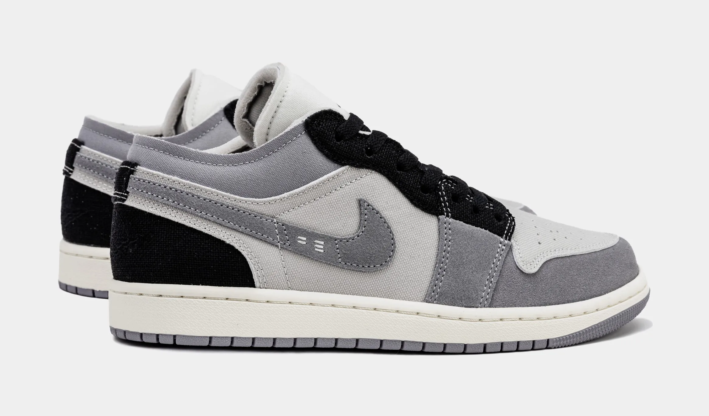 Air Jordan 1 Retro Low Craft Cement Grey Mens Basketball Shoes (Grey/Black)