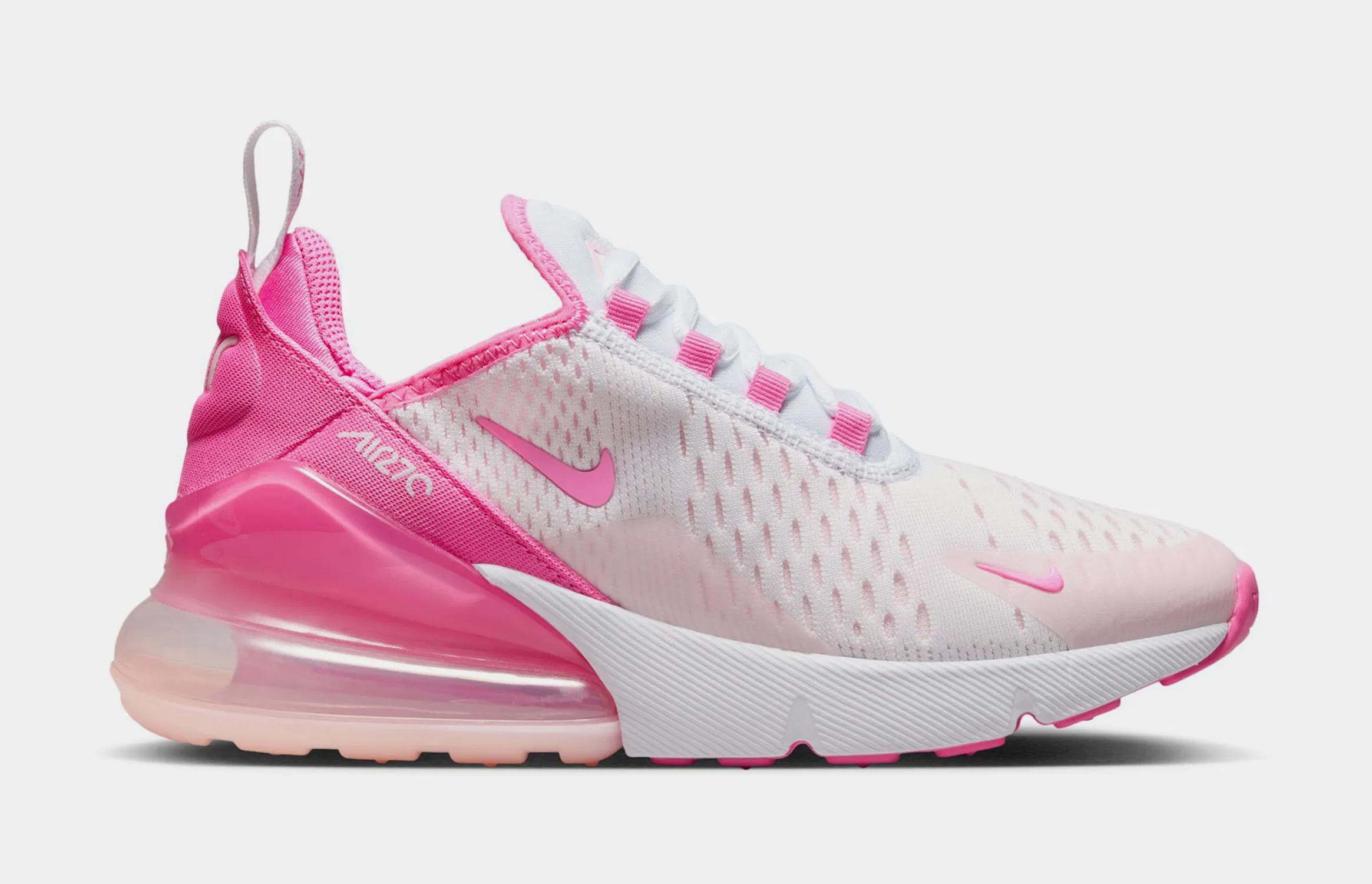 Air Max 270 Playful Pink Grade School Running Shoes (White/Pink Foam)