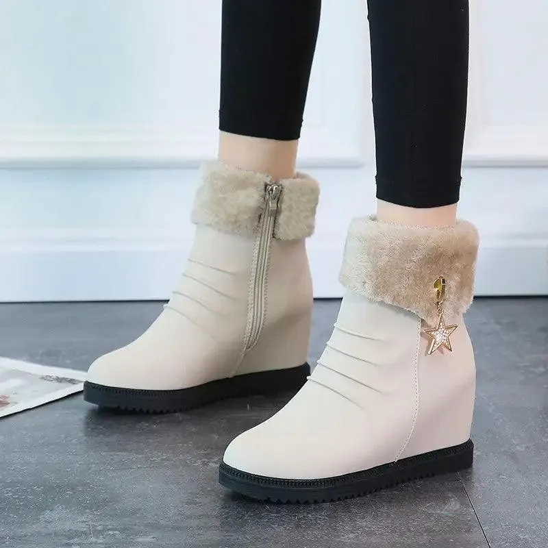 All-match cotton shoes women boots slope with snow boots