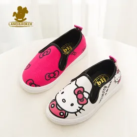 Autumn New Children Cartoon Canvas Shoes Spring Boys Girls Hello Kitty Flats Sneakers 4 Designers Kids Breathable Shoes 21-36