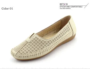 BFDADI Large Size 2016 Women Summer Hole Shoes Slip-on Women Flats Comfort Shoes Women Moccasins Feminine Anti-skid Flats 092