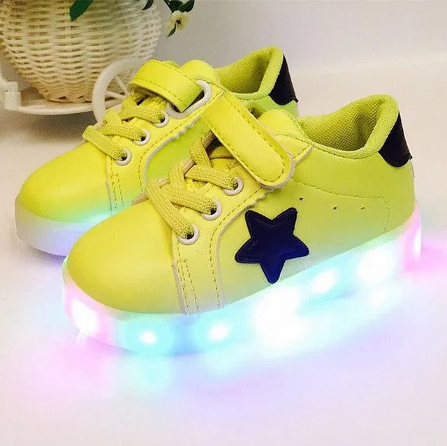 Children Shoes With Light Chaussure Led Enfant Spring Autumn New Stars Led Girls Shoes Sports Breathable Boys Sneakers Shoes