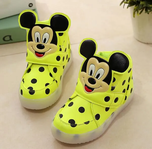 Children Shoes With Light Popular in Europe Boys Shoes Autumn Winter Dot Cartoon Led Sport Girls Sneakers Kids Shoes Size 21-30