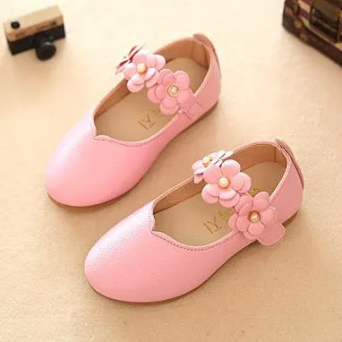 Children's shoes 2016 baby toddler girls fashion leisure comfortable leather single flower princess garden flat shoes kids 370