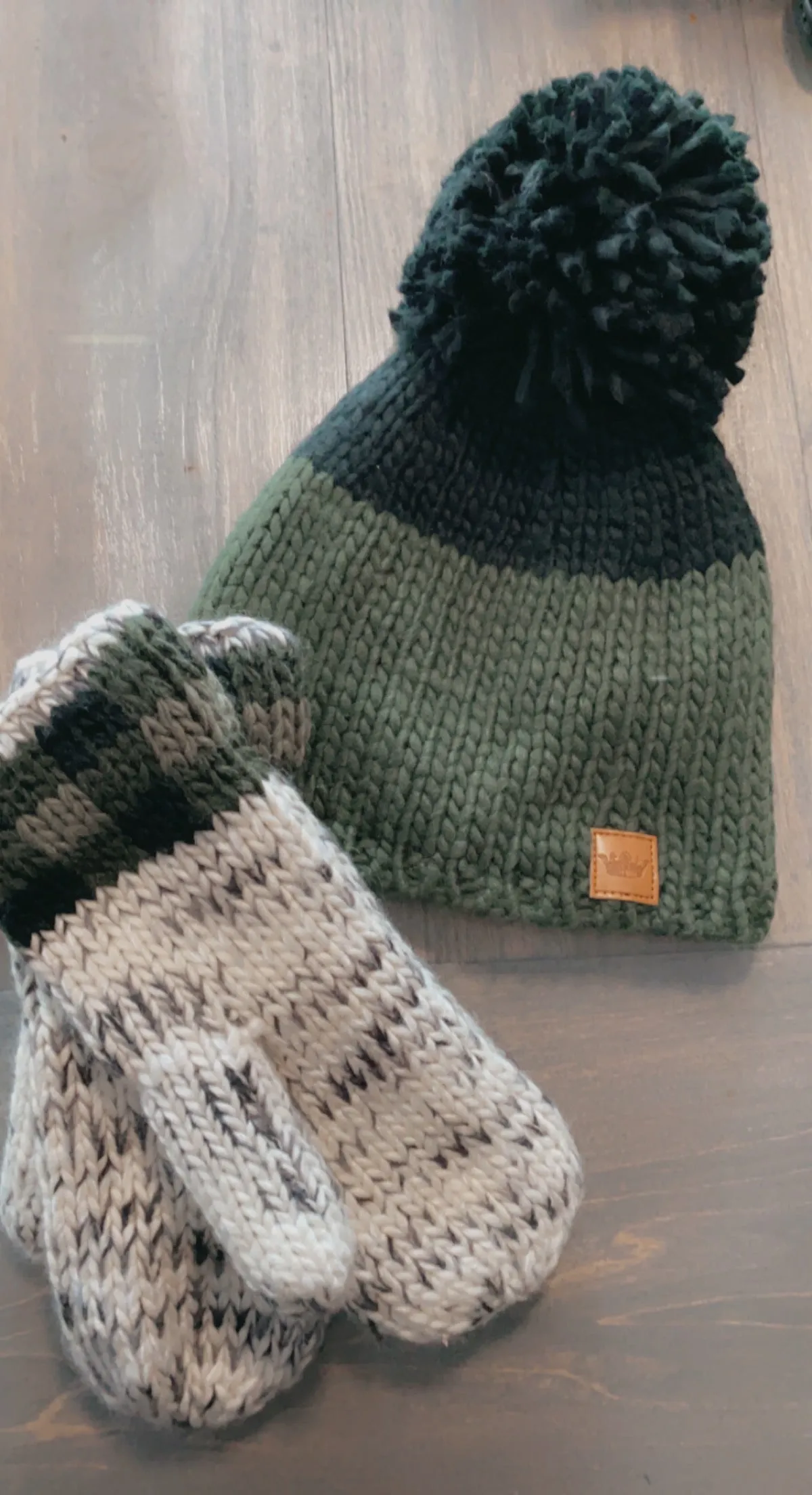 Color Block pom hats Olive or Royal