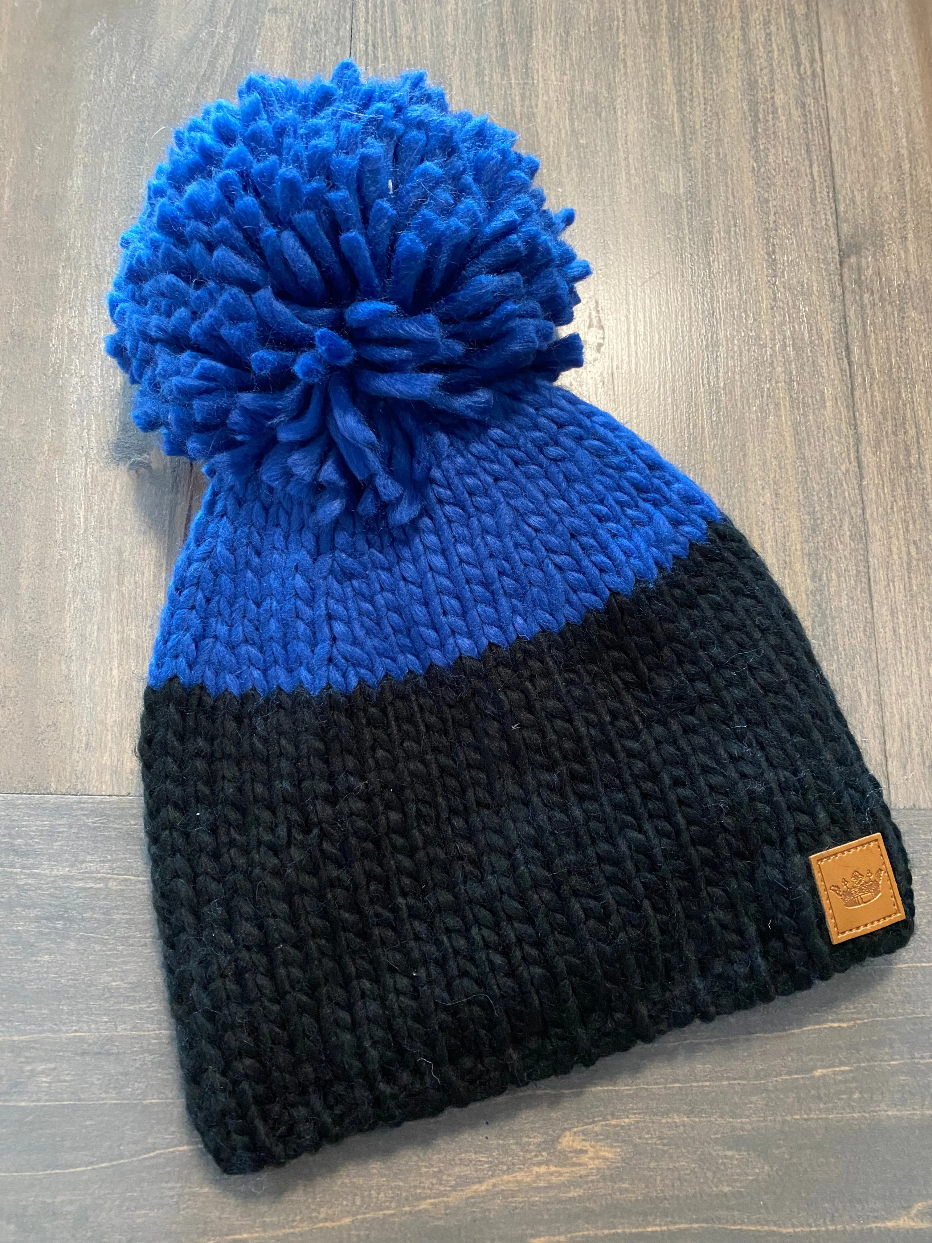 Color Block pom hats Olive or Royal