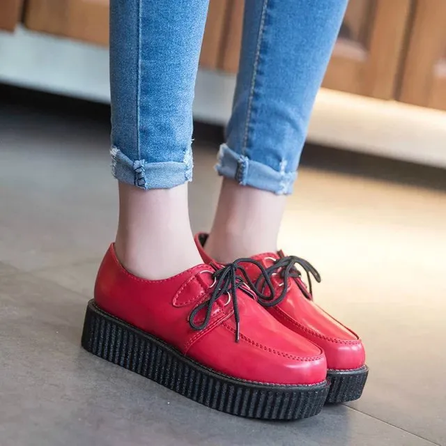 Creepers shoes 35-41 women Shoes plus size ladies platform shoes 2017 Women Flats shoes