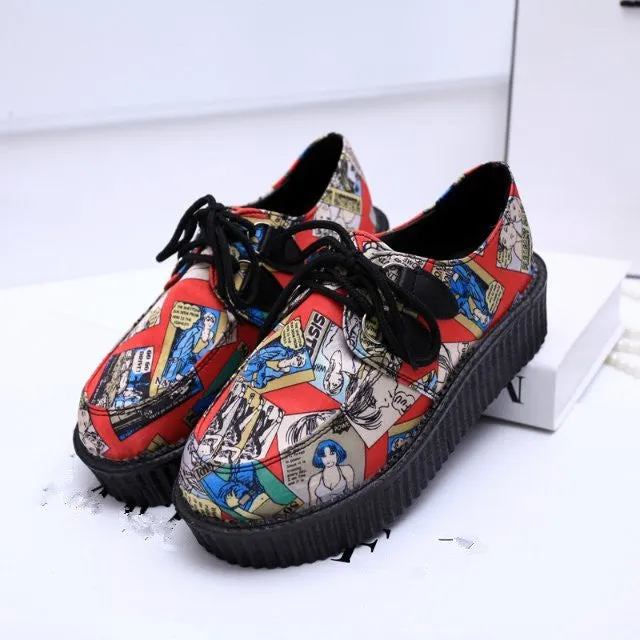 Creepers shoes 35-41 women Shoes plus size ladies platform shoes 2017 Women Flats shoes