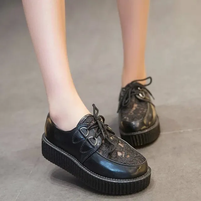 Creepers shoes 35-41 women Shoes plus size ladies platform shoes 2017 Women Flats shoes