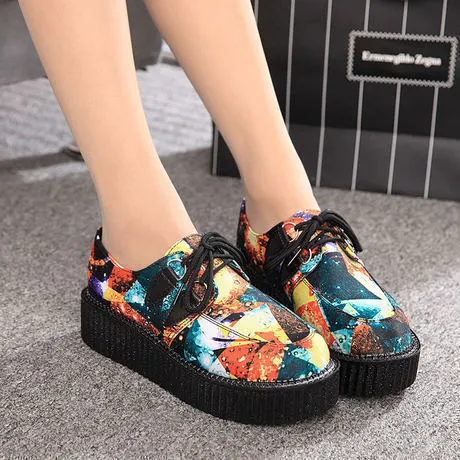 Creepers shoes 35-41 women Shoes plus size ladies platform shoes 2017 Women Flats shoes