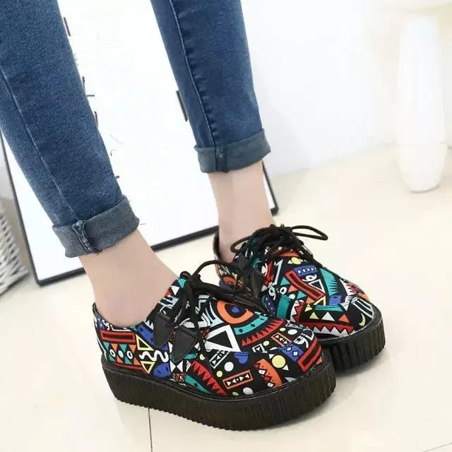 Creepers shoes 35-41 women Shoes plus size ladies platform shoes 2017 Women Flats shoes