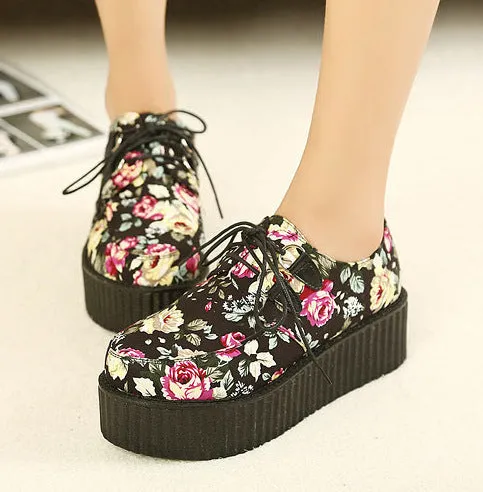 Creepers shoes 35-41 women Shoes plus size ladies platform shoes 2017 Women Flats shoes