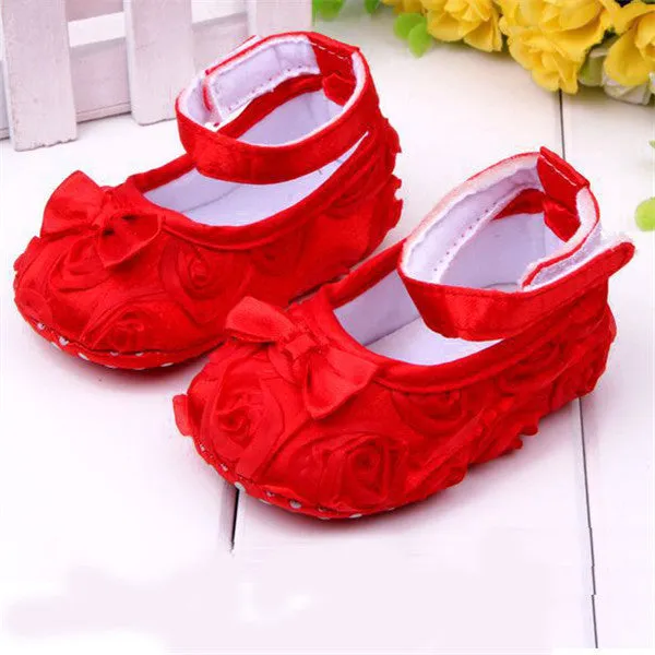 Cute Baby Girls Infant Crib Shoes Bowknot Lace Flower Soft Sole Prewalker Toddler Shoes