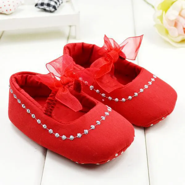 Cute Baby Girls Infant Crib Shoes Bowknot Lace Flower Soft Sole Prewalker Toddler Shoes