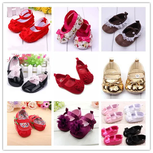 Cute Baby Girls Infant Crib Shoes Bowknot Lace Flower Soft Sole Prewalker Toddler Shoes