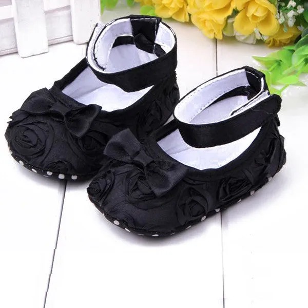 Cute Baby Girls Infant Crib Shoes Bowknot Lace Flower Soft Sole Prewalker Toddler Shoes