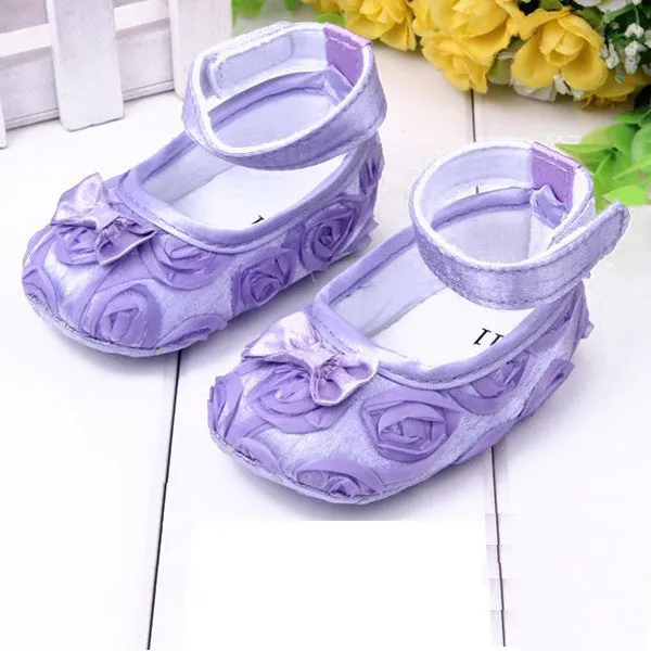 Cute Baby Girls Infant Crib Shoes Bowknot Lace Flower Soft Sole Prewalker Toddler Shoes