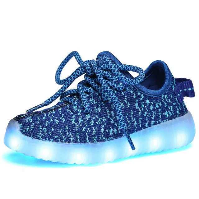 Eur25-37 // usb charging glowing sneakers basket led children shoes kids with lights up luminous shoes girls&boys