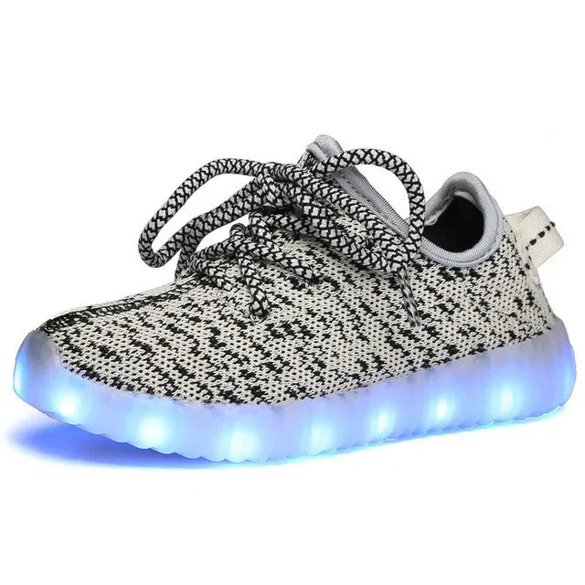 Eur25-37 // usb charging glowing sneakers basket led children shoes kids with lights up luminous shoes girls&boys