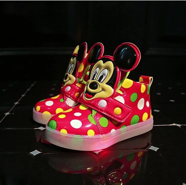 Fashion boys girls luminous sneaker Minnie children flashing kids led lighting child casual shoes