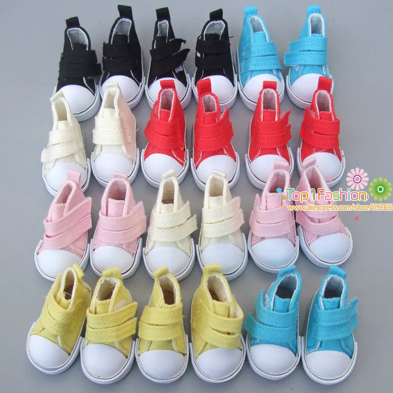 Free shipping 5cm doll shoes Denim Canvas Mini Toy Shoes1/6 Bjd For Russian Tilda Doll Sneackers