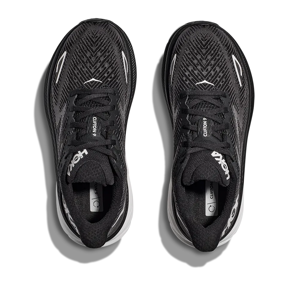 HOKA Women's Clifton 9 Wide Black/White