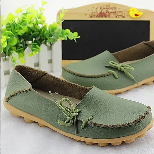 Large size leather Women shoes flats mother shoes girls lace-up fashion casual shoes comfortable breathable women flats SDC179