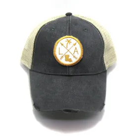 Louisiana Hat - Distressed Snapback Trucker Hat - Louisiana Arrow Compass