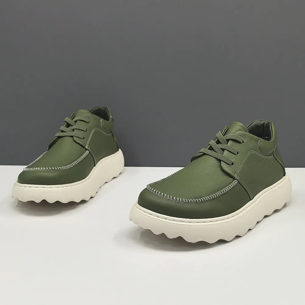 Men Minimalism Solid Leather Casual Shoes