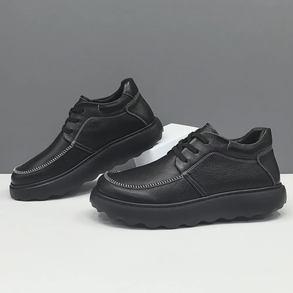 Men Minimalism Solid Leather Casual Shoes