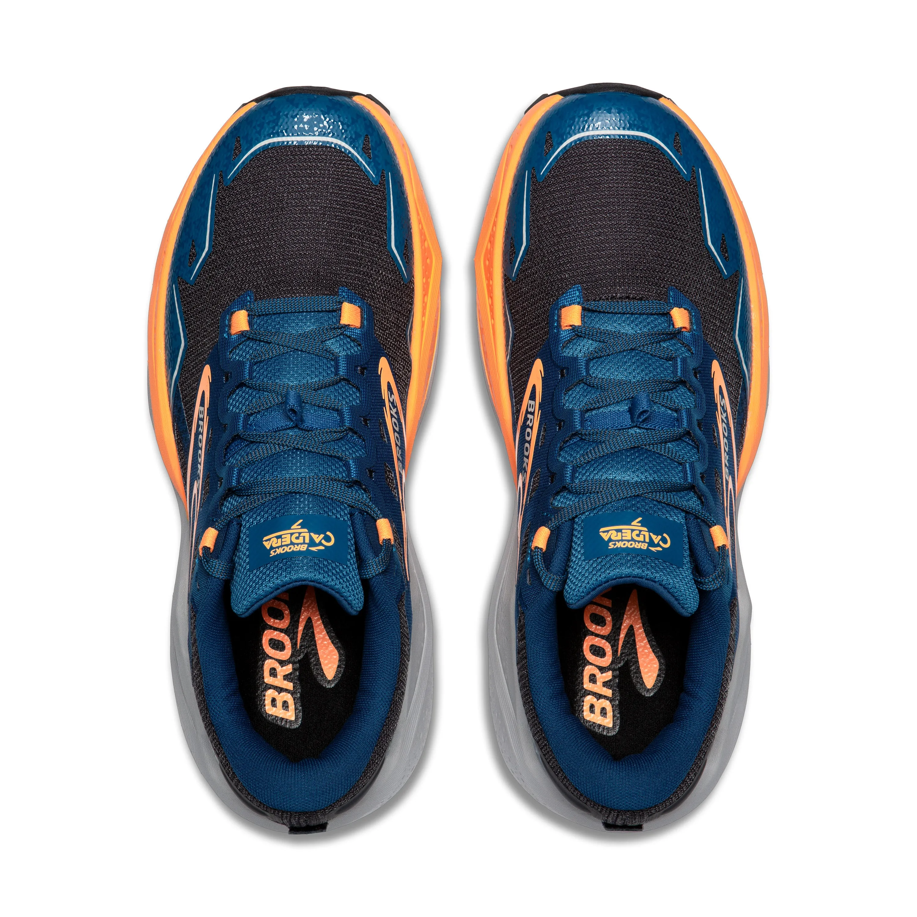 Men's Brooks Caldera 7 Color: Ebony/ Blue Sapphire / Orange