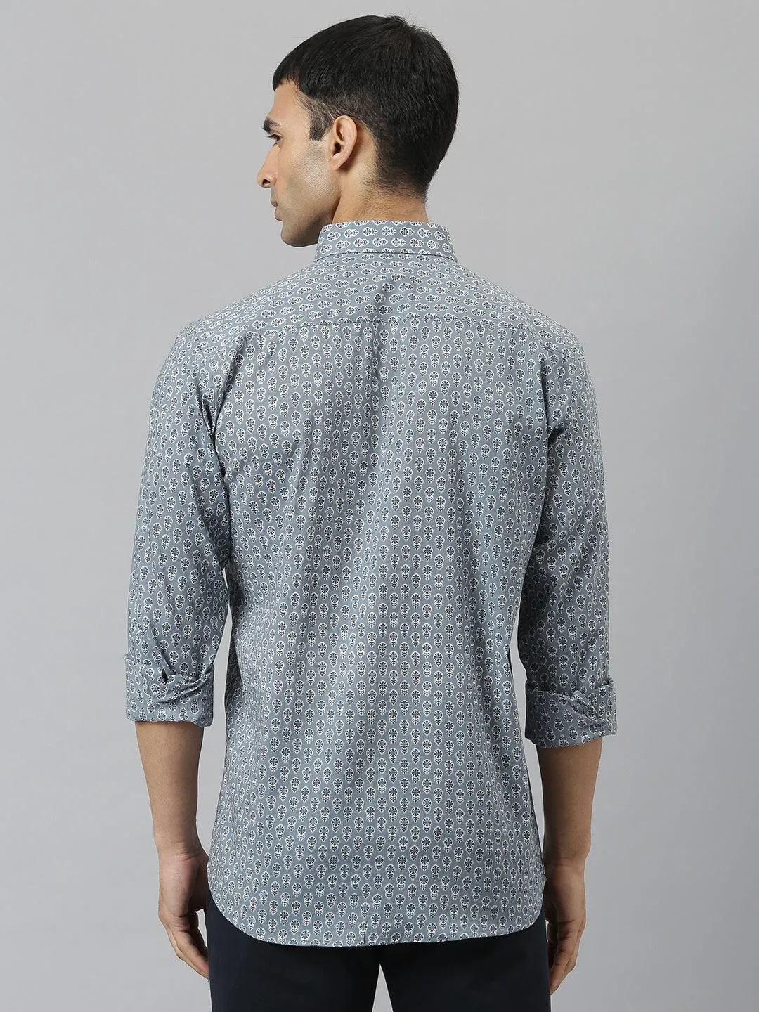 Millennial Men Grey & White  Cotton  Full Sleeve  Shirt For Men-Mmf0275