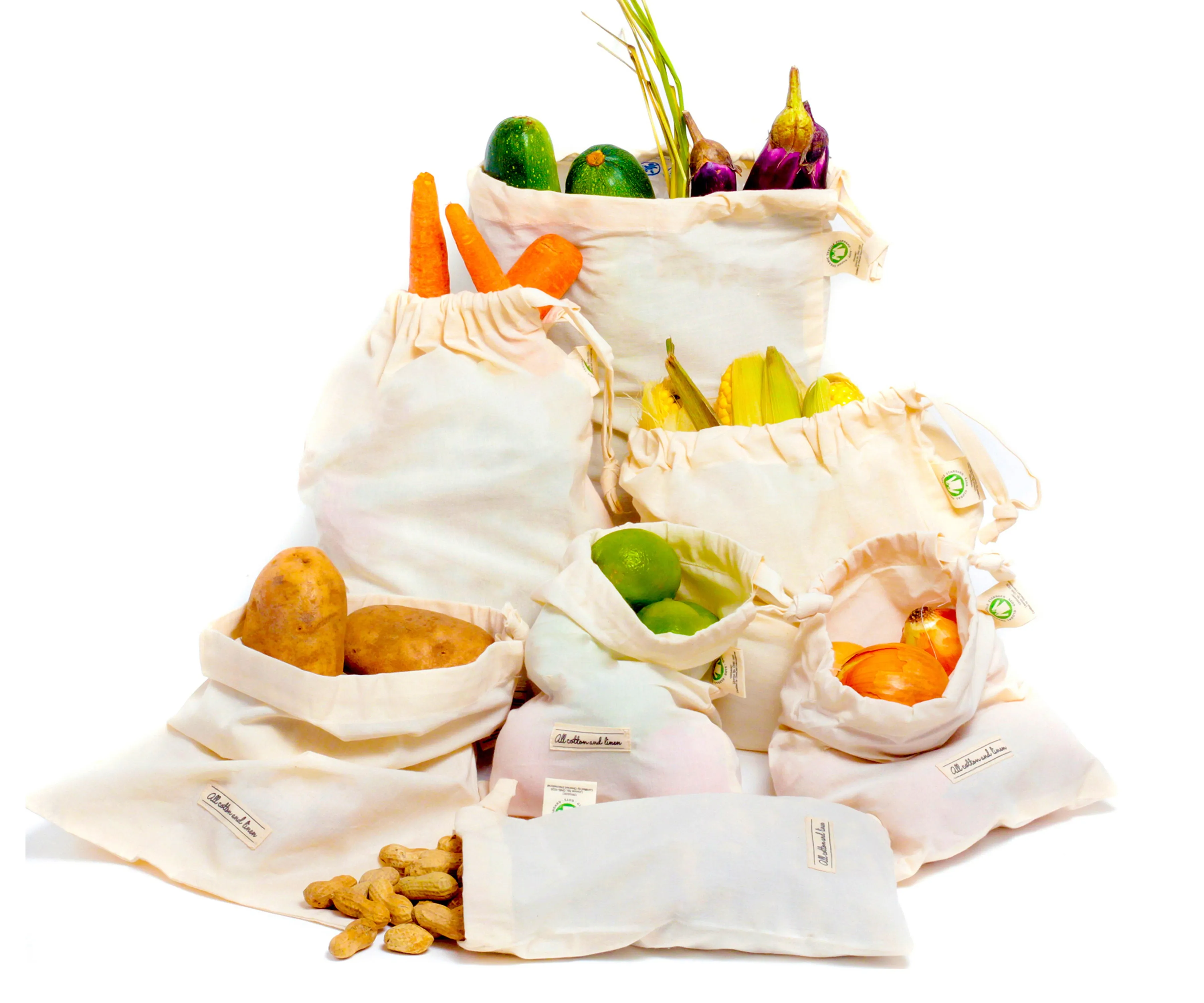 Muslin Bags - Produce Bags Drawstring