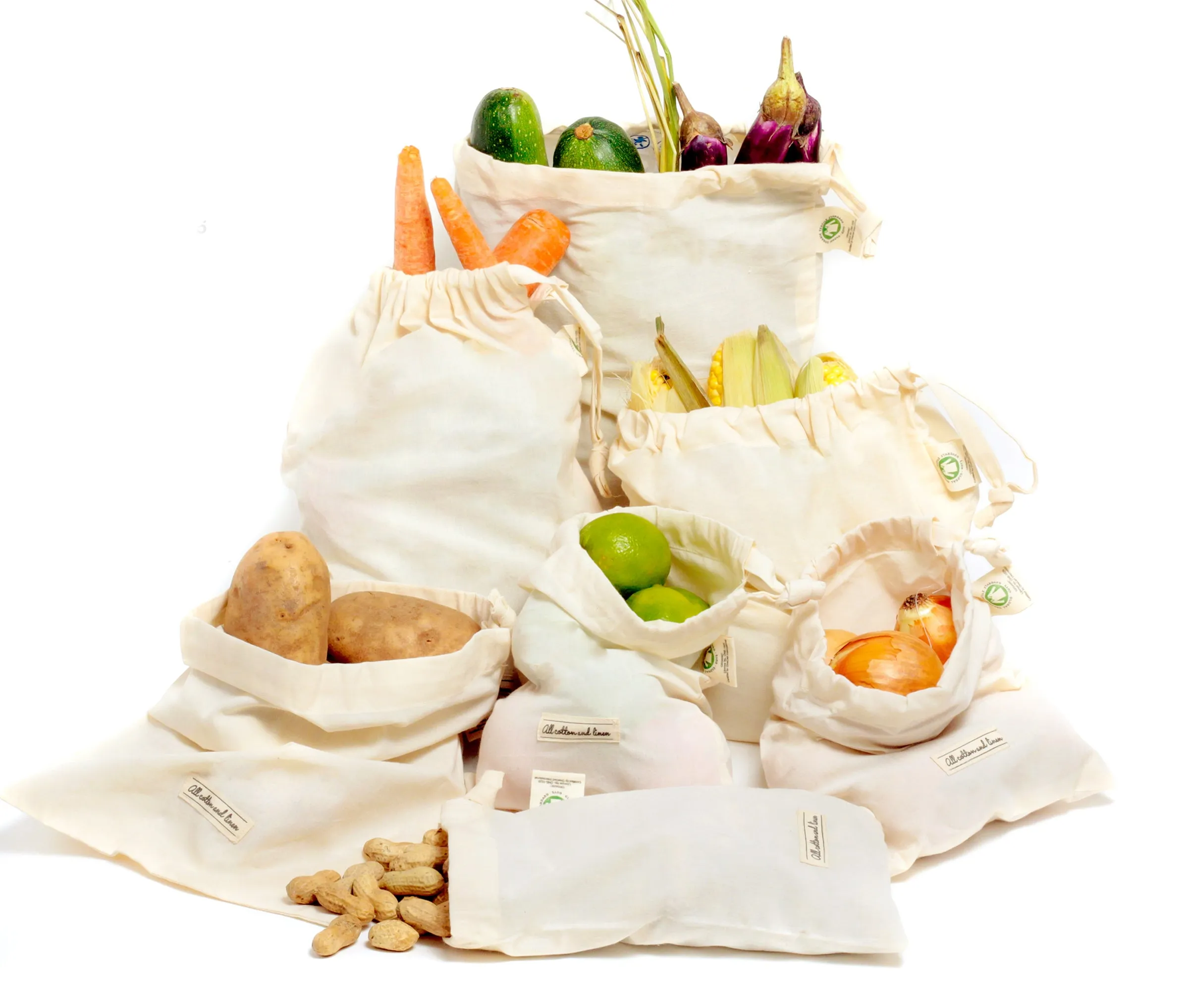 Muslin Bags - Produce Bags Drawstring