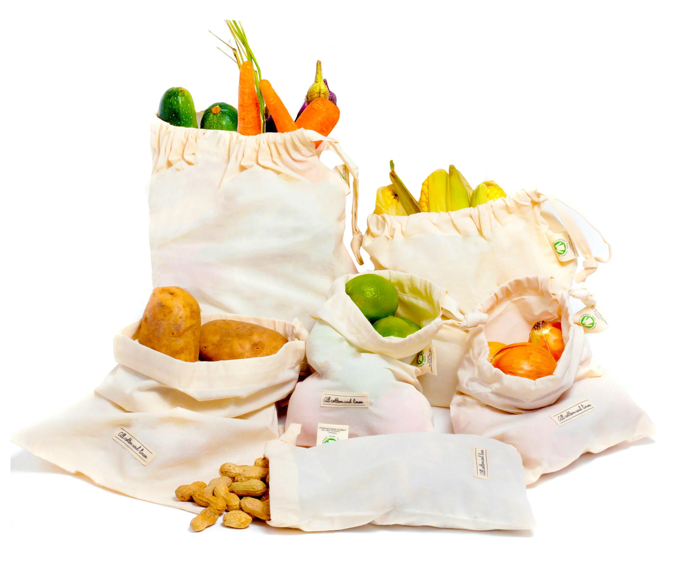 Muslin Bags - Produce Bags Drawstring