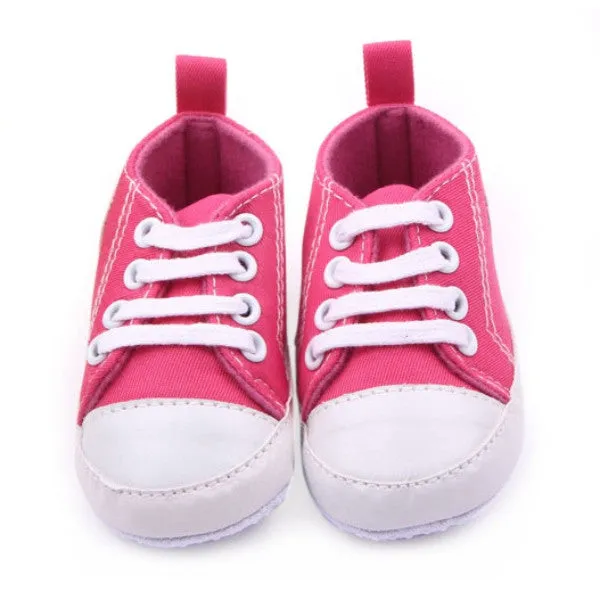 Newborn Toddler Baby Boys Girls Canvas Shoes Infant Soft Sole Crib Prewalker 0-12M 12 Colors