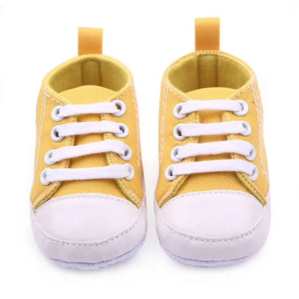 Newest Fashion Baby Boys Girls Canvas Shoes Infant Soft Sole Crib Prewalker 0-12M 12 Colors