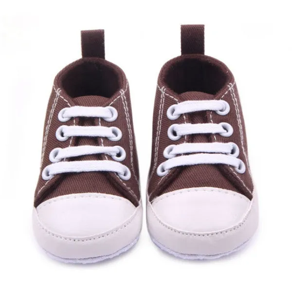 Newest Fashion Baby Boys Girls Canvas Shoes Infant Soft Sole Crib Prewalker 0-12M 12 Colors