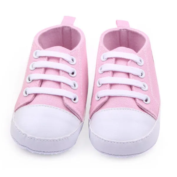 Newest Fashion Baby Boys Girls Canvas Shoes Infant Soft Sole Crib Prewalker 0-12M 12 Colors