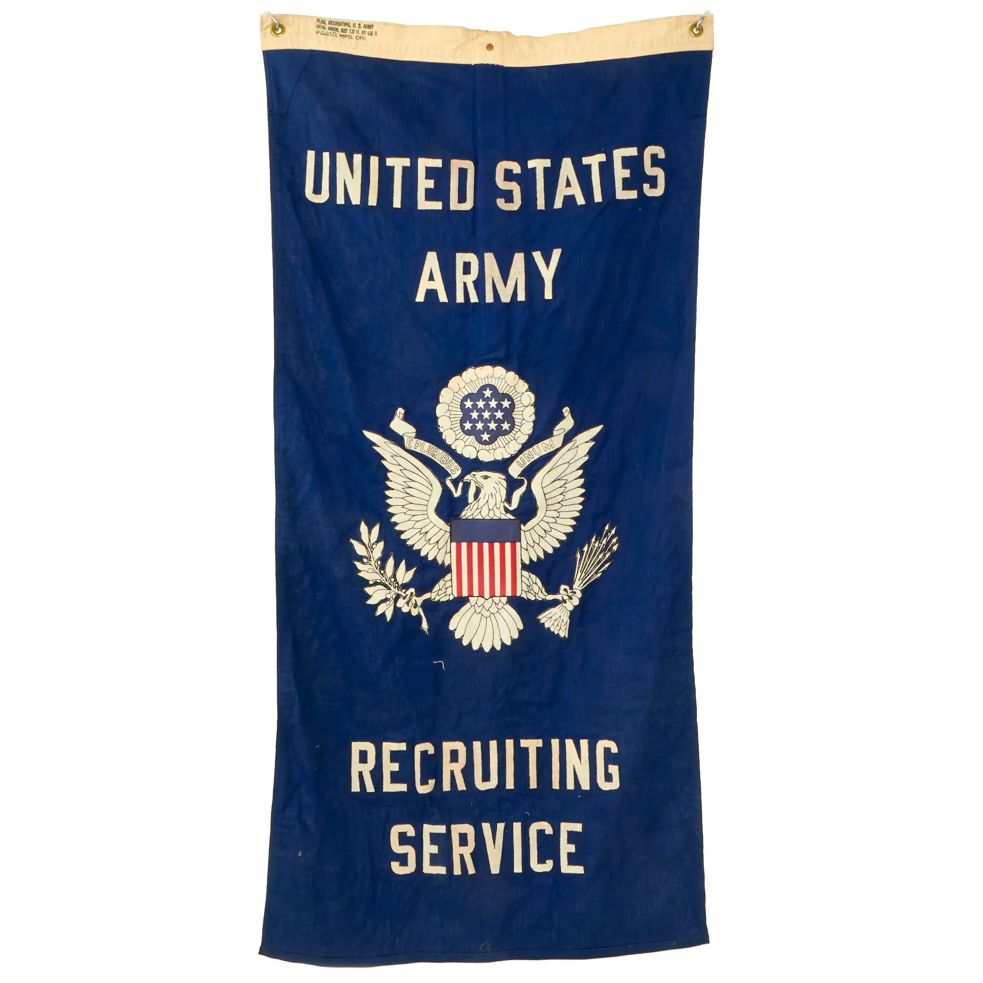 Original U.S. WWII Era US Army Recruiting Service Recruitment Banner - 27” x 56”