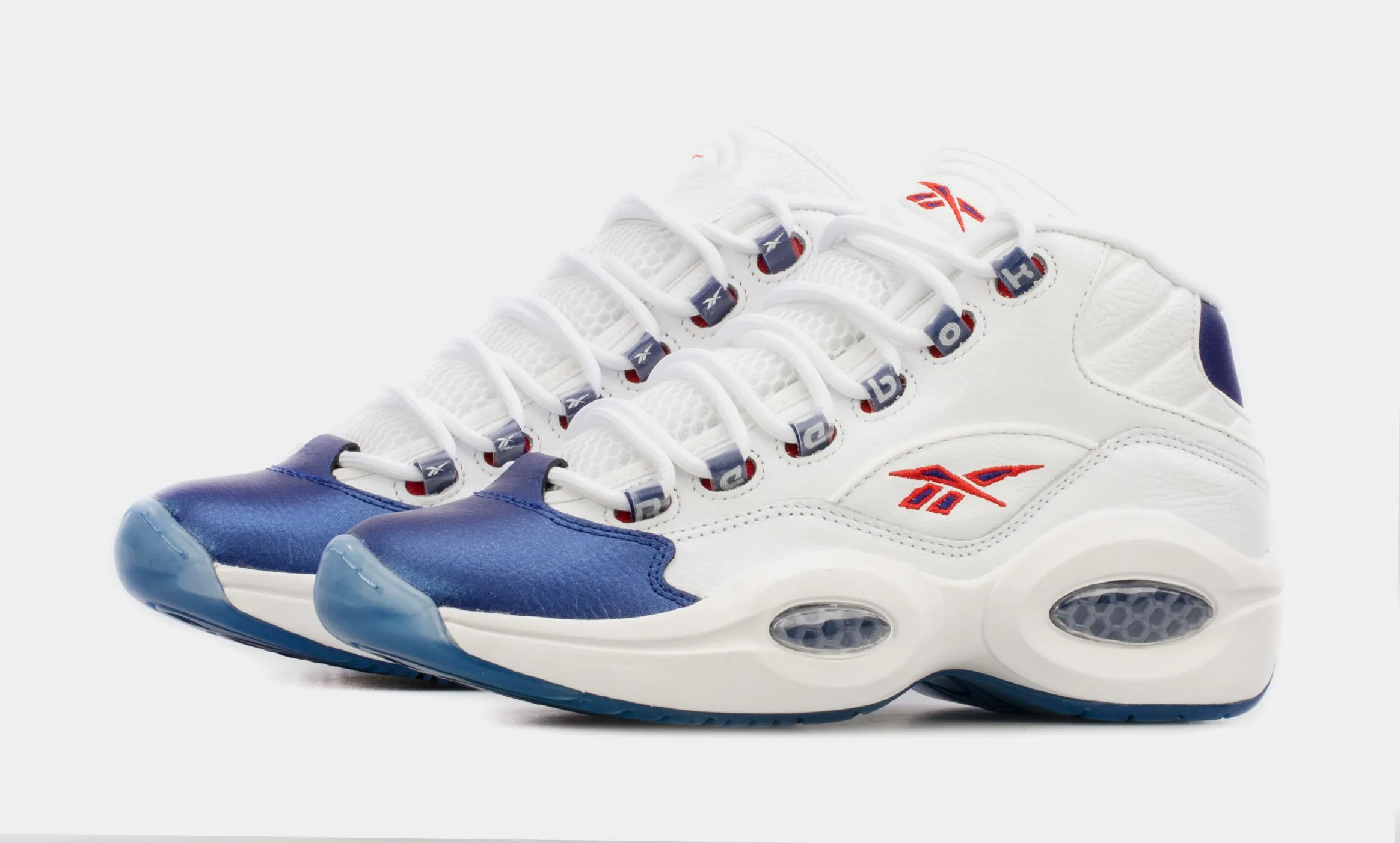 Question Mid Mens Basketball Shoes (White/Blue)