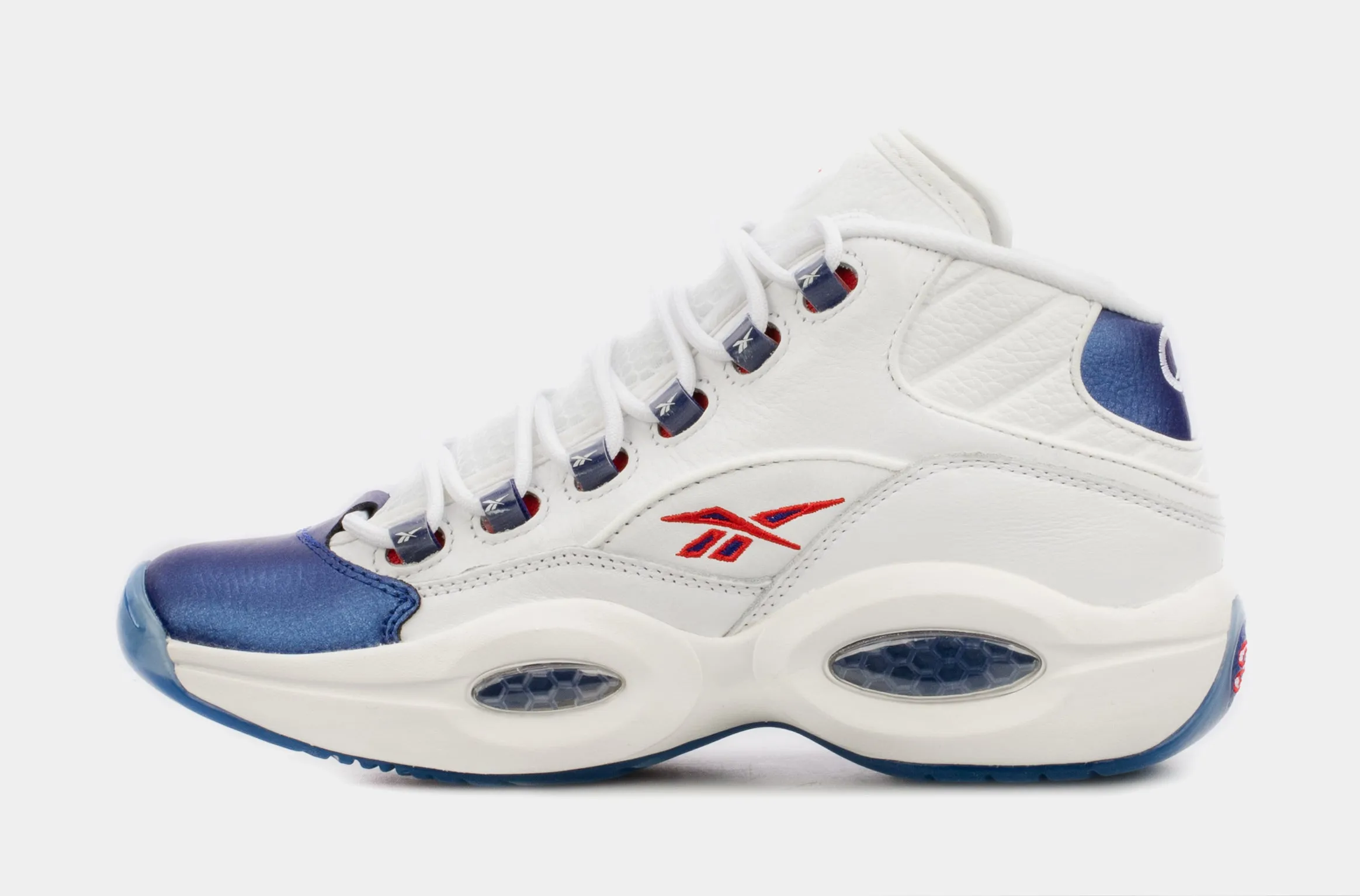 Question Mid Mens Basketball Shoes (White/Blue)