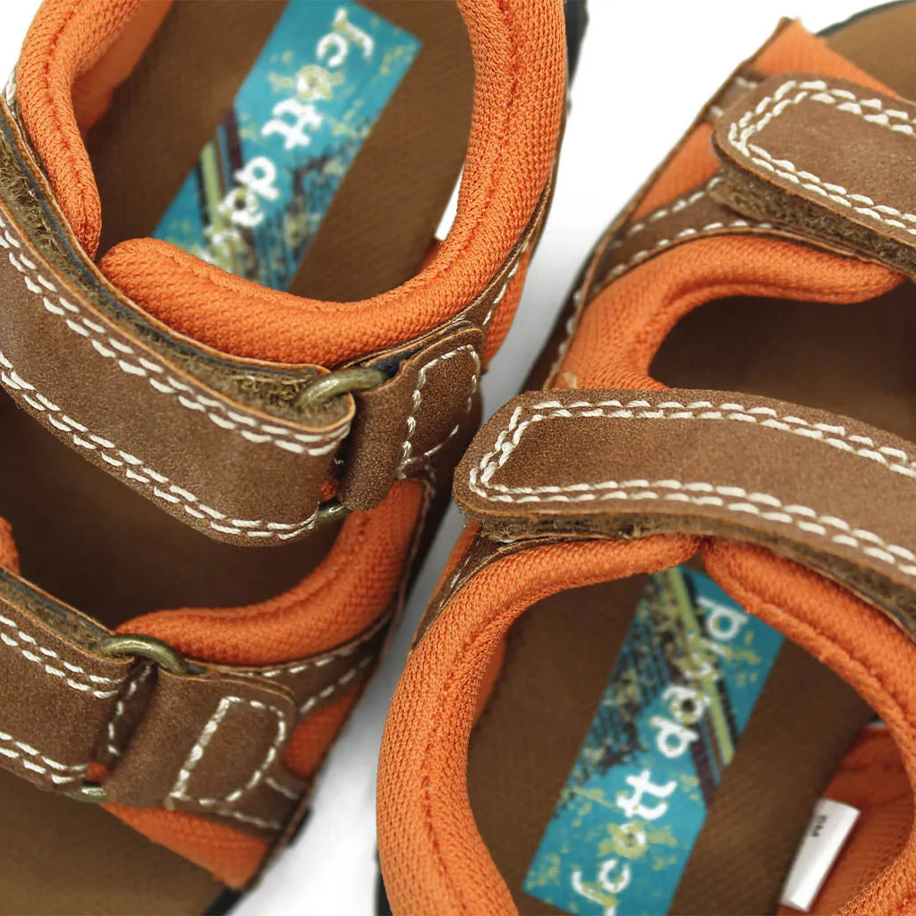 Scott David Justin Sandals Tan Orange Walkers Toddlers Boys - Kids Shoes