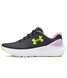 UA Girls Surge 4 in Black by Under Armour