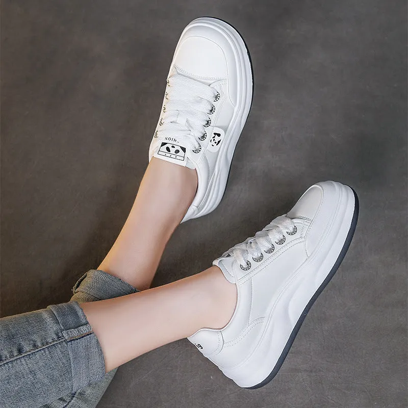 Women Minimalism Fashion Leather Casual Platform Shoes