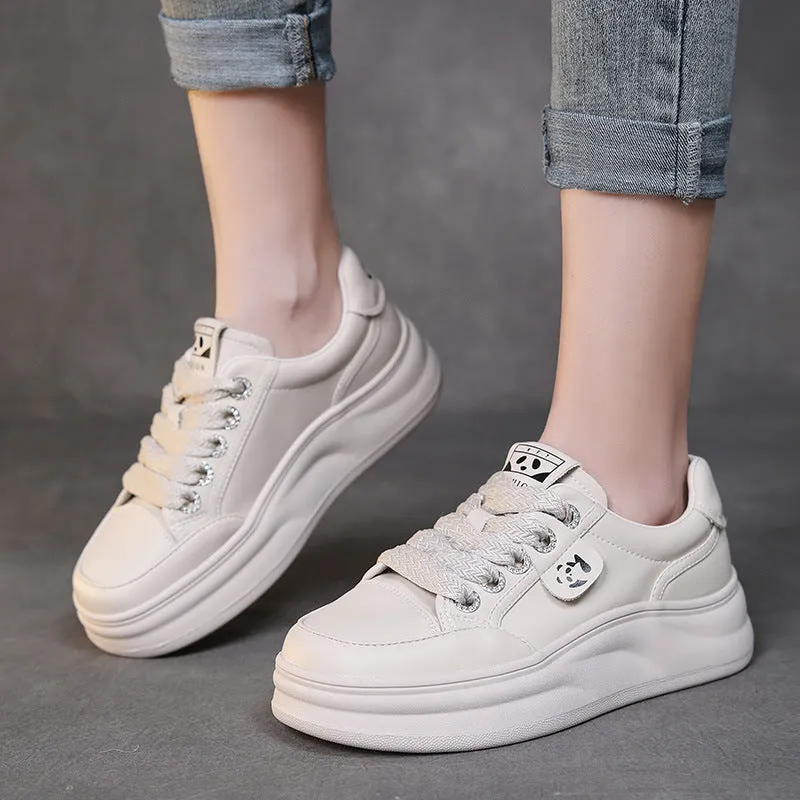 Women Minimalism Fashion Leather Casual Platform Shoes